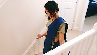 Desi young bhabhi strips from saree to please you Christmas present POV Indian